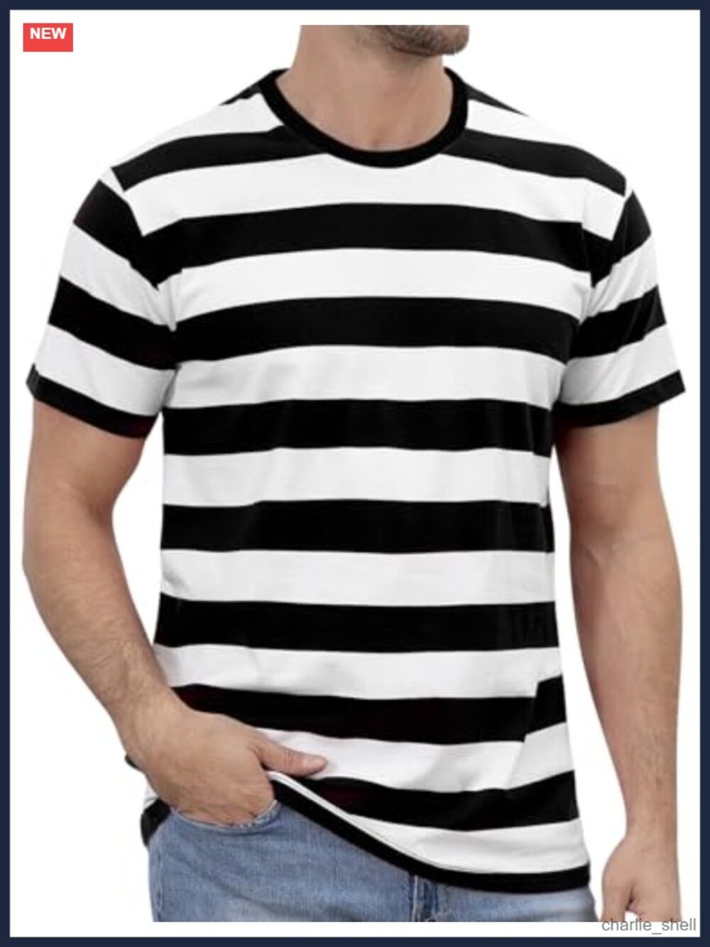 Men's Cotton Striped Crew Neck Short Sleeve Casual T-Shirt Basic Top